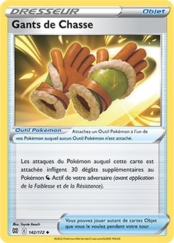 Carte Pokémon Peu commune Gants de Chasse 142/172 de la série Stars Étincelantes