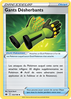 Carte Pokémon Gants Désherbants 155/198 de la série Règne de Glace en vente au meilleur prix