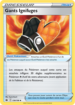 Carte Pokémon Gants Ignifuges 138/198 de la série Règne de Glace en vente au meilleur prix