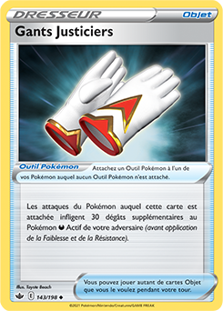 Carte Pokémon Gants Justiciers 143/198 de la série Règne de Glace en vente au meilleur prix