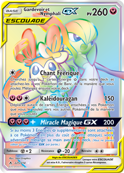 Carte Pokémon Secrète Rainbow GX Gardevoir Nymphali GX 225/214 de la série Alliance Infallible