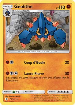 Carte Pokémon Géolithe 70/149 de la série Soleil & Lune en vente au meilleur prix