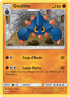 Carte Pokémon Peu commune Géolithe 70/149 de la série Soleil & Lune