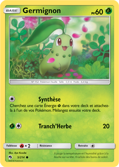 Carte Pokémon Commune Germignon 5/214 de la série Tonnerre Perdu