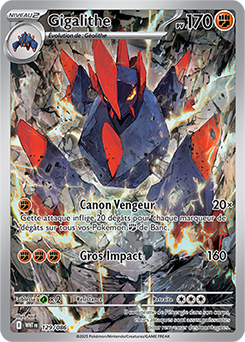 Carte Pokémon Illustration rare Gigalithe 129/86 de la série Flamme Blanche