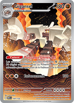 Carte Pokémon Illustration rare Gigansel 147/132 de la série Méga-Évolution