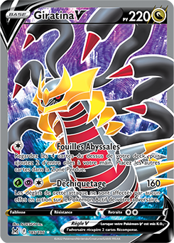 Carte Pokémon Full Art V Giratina V 185/196 de la série Origine Perdue