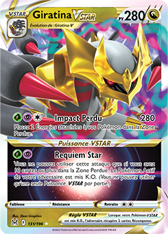 Carte Pokémon Ultra rare V Giratina VSTAR 131/196 de la série Origine Perdue