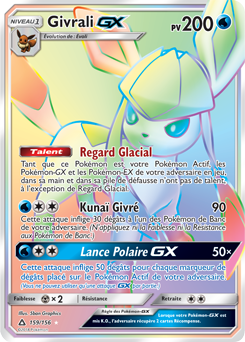 Carte Pokémon Secrète Rainbow GX Givrali GX 159/156 de la série Ultra Prisme