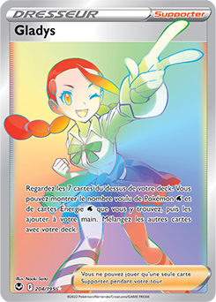 Carte Pokémon Rainbow Dresseur Gladys 204/195 de la série Tempête Argentée