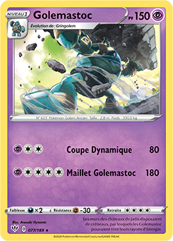 Carte Pokémon Golemastoc 77/189 de la série Ténèbres Embrasées en vente au meilleur prix