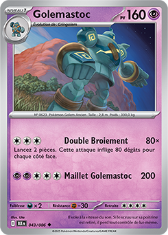 Carte Pokémon Peu commune Golemastoc 43/86 de la série Foudre Noire