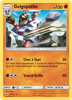 Carte Pokémon Rare Golgopathe 67/131 de la série Lumière Interdite