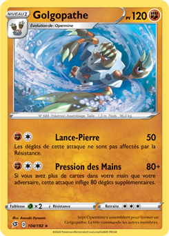 Carte Pokémon Rare Golgopathe 104/192 de la série Clash des Rebelles
