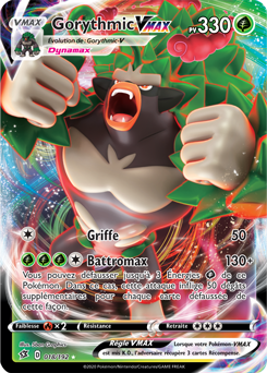 Carte Pokémon Ultra rare VMAX Gorythmic VMAX 18/192 de la série Clash des Rebelles