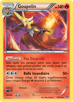 Carte Pokémon Holographique Rare Goupelin 26/146 de la série X&Y