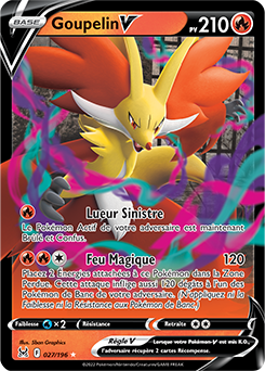 Carte Pokémon Ultra rare V Goupelin V 027/196 de la série Origine Perdue
