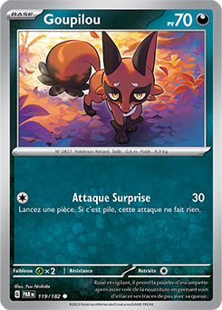 Carte Pokémon Communes Goupilou 119/182 de la série Faille Paradoxe