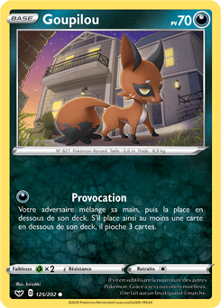 Carte Pokémon Goupilou 125/202 de la série Épée et Bouclier en vente au meilleur prix