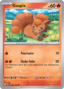 Carte Pokémon Communes Goupix 28/197 de la série Flammes Obsidiennes