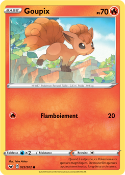 Carte Pokémon Goupix 22/202 de la série Épée et Bouclier en vente au meilleur prix