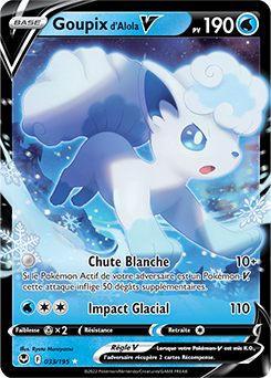 Carte Pokémon Ultra rare V Goupix d'Alola V 033/195 de la série Tempête Argentée