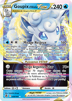 Carte Pokémon Goupix d'Alola VSTAR 034/195 de la série Tempête Argentée en vente au meilleur prix
