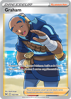 Carte Pokémon Dresseur Full Art Graham 192/196 de la série Origine Perdue