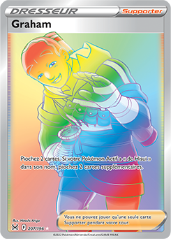 Carte Pokémon Rainbow Dresseur Graham 207/196 de la série Origine Perdue