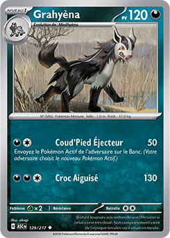 Carte Pokémon Grahyèna 129/217 de la série Héros Transcendants en vente au meilleur prix