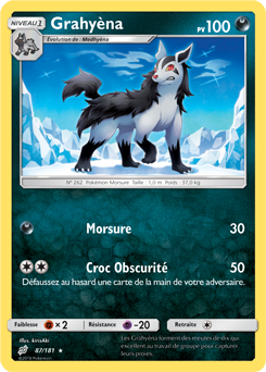 Carte Pokémon Rare Grahyèna 87/181 de la série Duo de Choc