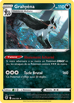 Carte Pokémon Grahyèna 096/189 de la série Astres Radieux en vente au meilleur prix