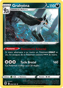Carte Pokémon Rare Grahyèna 096/189 de la série Astres Radieux