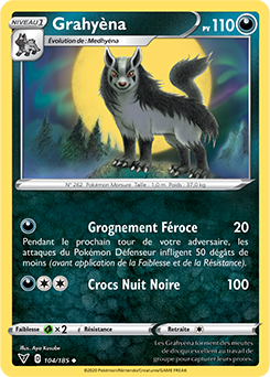 Carte Pokémon Peu commune Grahyèna 104/185 de la série Voltage Éclatant
