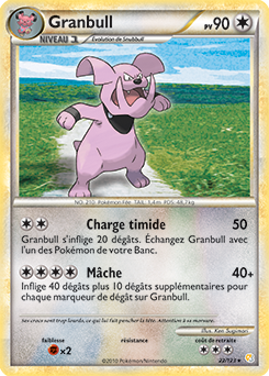 Carte Pokémon Rare Granbull 22/123 de la série HeartGold SoulSilver