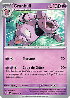 Carte Pokémon Peu commune Granbull 38/94 de la série Flammes Fantasmagoriques