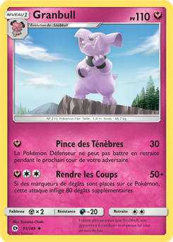 Carte Pokémon Granbull 91/149 de la série Soleil & Lune en vente au meilleur prix
