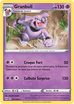 Carte Pokémon Granbull 71/189 de la série Ténèbres Embrasées en vente au meilleur prix