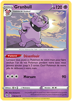 Carte Pokémon Granbull 116/264 de la série Poing de Fusion en vente au meilleur prix