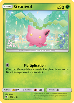 Carte Pokémon Commune Granivol 11/214 de la série Tonnerre Perdu