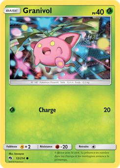 Carte Pokémon Commune Granivol 12/214 de la série Tonnerre Perdu
