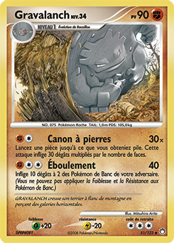 Carte Pokémon Peu commune Gravalanch 51/123 de la série Trésors Mystérieux