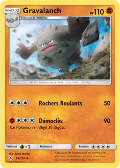Carte Pokémon Peu commune Gravalanch 88/214 de la série Alliance Infallible