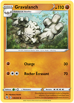 Carte Pokémon Gravalanch 136/264 de la série Poing de Fusion en vente au meilleur prix
