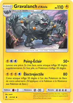 Carte Pokémon Peu commune Gravalanch d'Alola 41/145 de la série Gardiens Ascendants