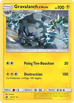 Carte Pokémon Gravalanch d'Alola 33/111 de la série Invasion Carmin en vente au meilleur prix