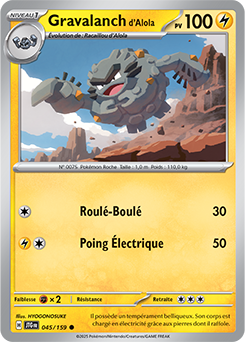 Carte Pokémon Communes Gravalanch d'Alola 45/159 de la série Aventures Ensemble