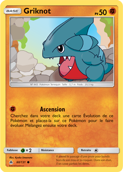 Carte Pokémon Commune Griknot 60/131 de la série Lumière Interdite