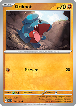 Carte Pokémon Communes Griknot 94/182 de la série Faille Paradoxe