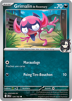 Carte Pokémon Communes Grimalin de Rosemary 134/182 de la série Rivalités Destinées